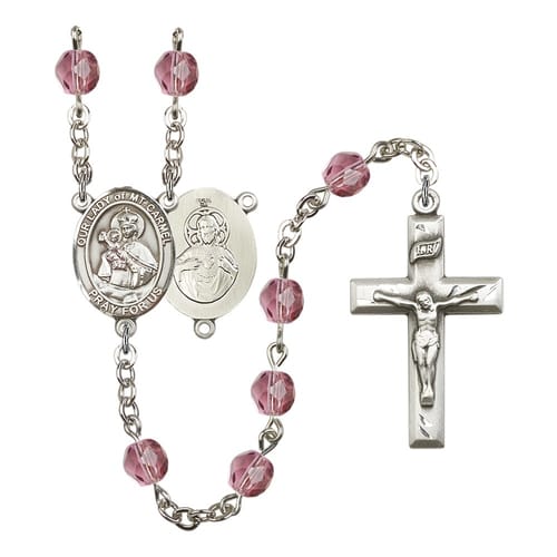 Our Lady Of Mount Carmel Purple February Rosary 6mm