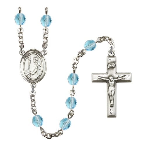 St. Dominic De Guzman Aqua Blue March Rosary 6mm