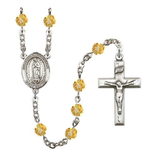 Our Lady Of Guadalupe Yellow November Rosary 6mm