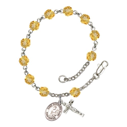 St. Margaret Mary Alacoque Yellow November Rosary Bracelet 6mm