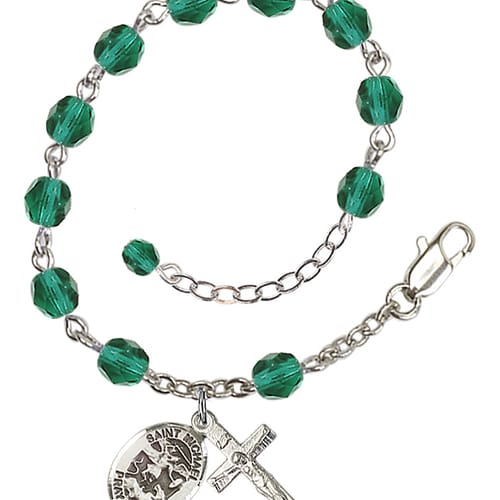 St. Michael The Archangel Teal December Rosary Bracelet 6mm