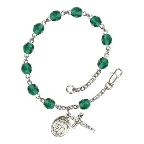 St. Sebastian / Volleyball Teal December Rosary Bracelet 6mm