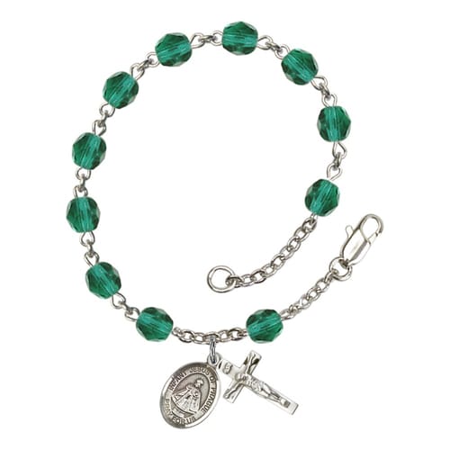 Infant Of Prague Teal December Rosary Bracelet 6mm