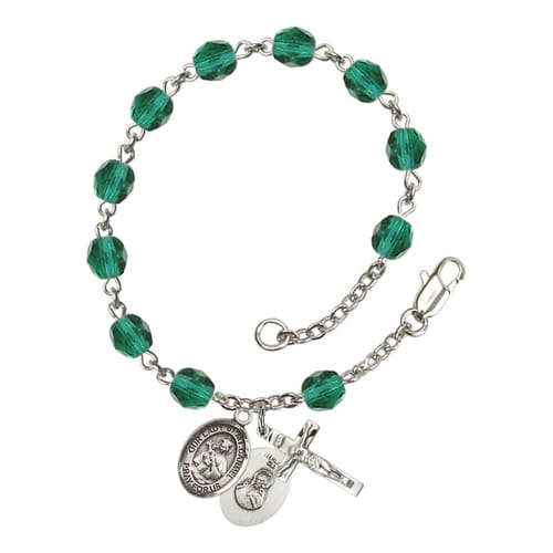 Our Lady Of Mount Carmel Teal December Rosary Bracelet 6mm