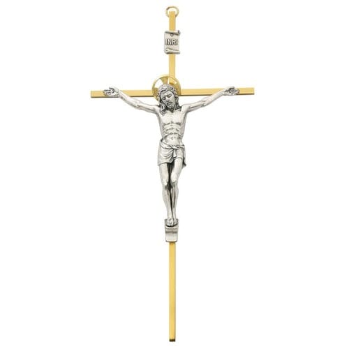 Tutone Brass Crucifix 8&quot;