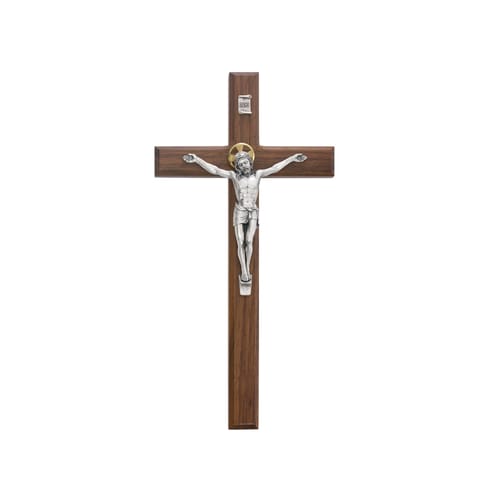 Beveled Walnut Crucifix 12&quot;