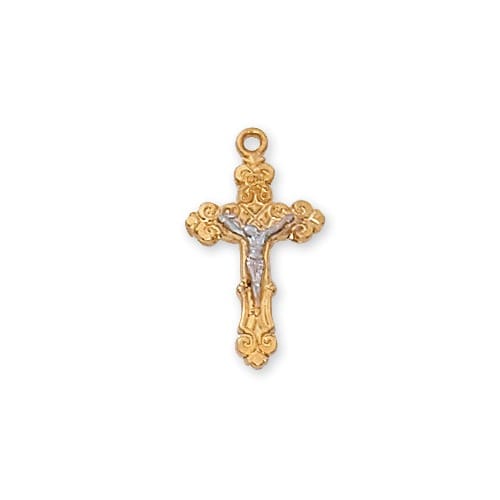 Gold Over Sterling Tutone Crucifix Pendant