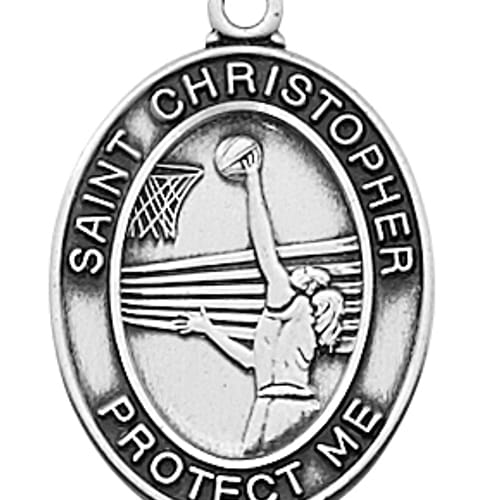 Sterling Silver Girls Basketball Pendant