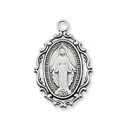 Sterling Silver Miraculous Medal Pendant