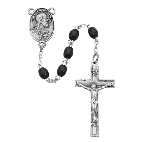 Black Oval Wood Rosary