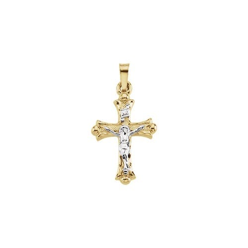 14kt Yellow/White Two Tone Crucifix Pendant 20X14