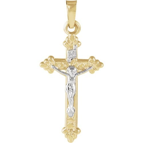 14kt Yellow/White Two Tone Crucifix Pendant 25.50X13.50