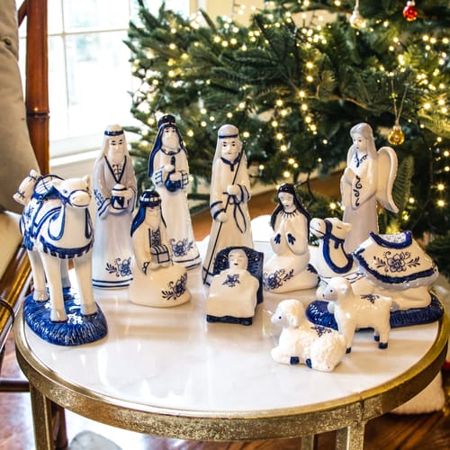 Porcelain Delft Nativity Set