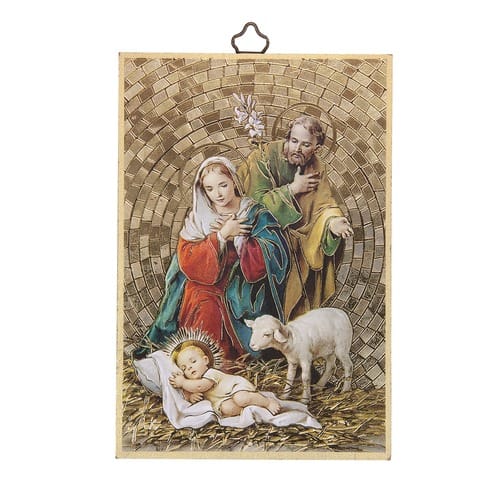 Holy Family Gold Foil Mosaic Plaque