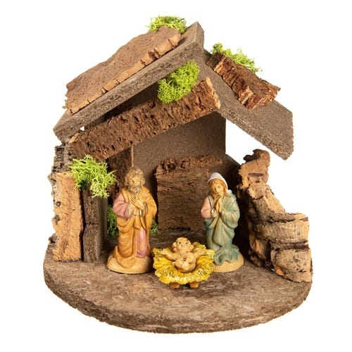 Mini Rustic Stable With Holy Family