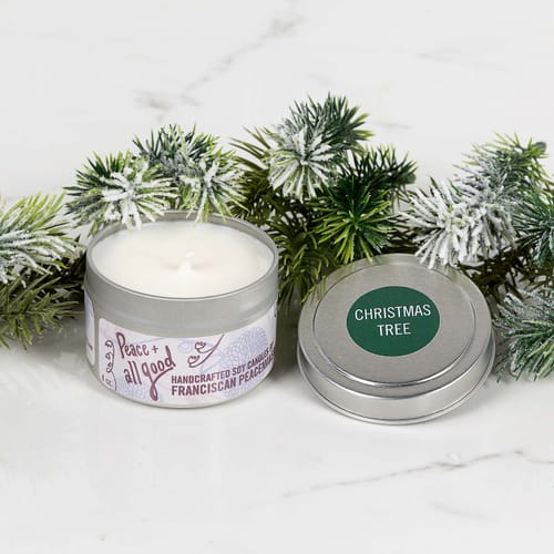 Peace &amp; All Good Christmas Tree Soy Candle - 4 Oz