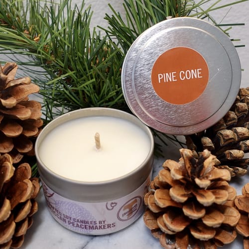 Peace &amp; All Good Pine Cone Soy Candle - 4 Oz