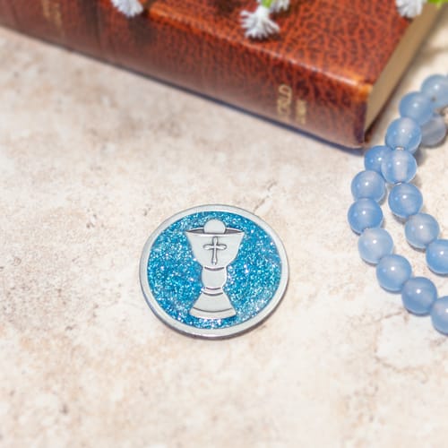 First Communion Blue Pocket Token