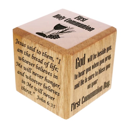 First Communion Wooden Prayer Cube