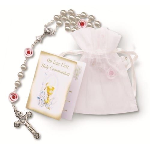 Roses &amp; Pearls First Communion Rosary Gift Set