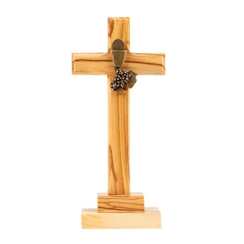 Olive Wood Standing First Communion Cross - 5.25&quot;