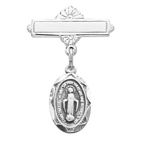 SS Oval Miraculous Medal Baby Pin