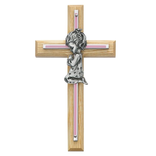 Oak Cross With Praying Girl