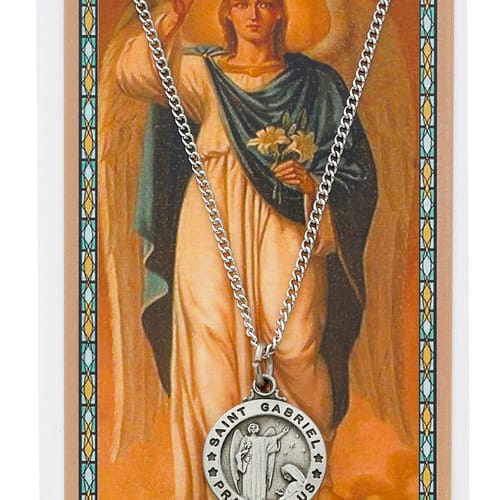 St. Gabriel Patron Saint Prayer Card W/Medal