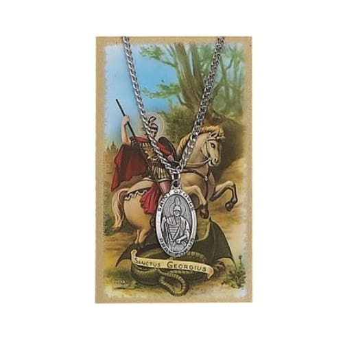 St. George Patron Saint Prayer Card W/Medal