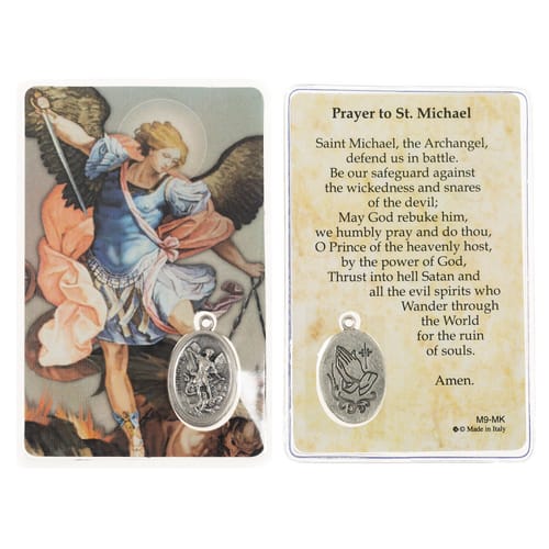 Laminated St. Michael Prayer Card With Medal