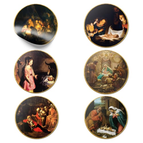 Classic Art Nativity Paintings Stickers - Pack Of 6