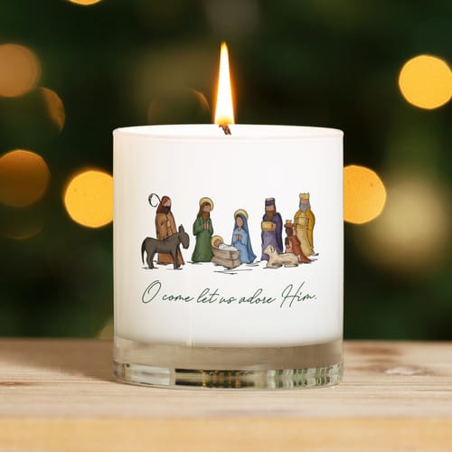 O Come Let Us Adore Him Christmas Candle