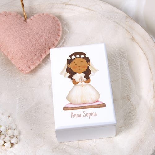 Personalized First Communion White Keepsake Box For Girls #2