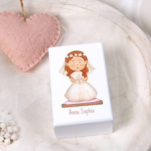 Personalized First Communion White Keepsake Box For Girls #5