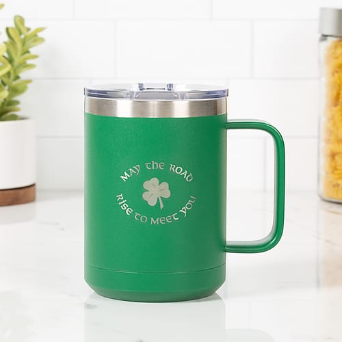 Personalized Irish Blessing Green Travel Mug