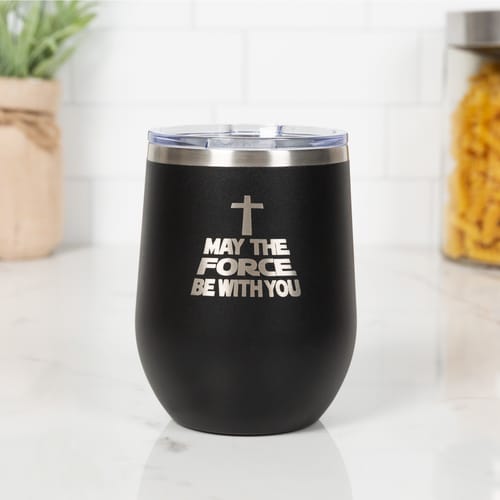 Personalized Force Be With You Black Wine Tumbler