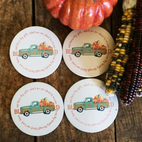 Bless Us O Lord Thankful Coasters