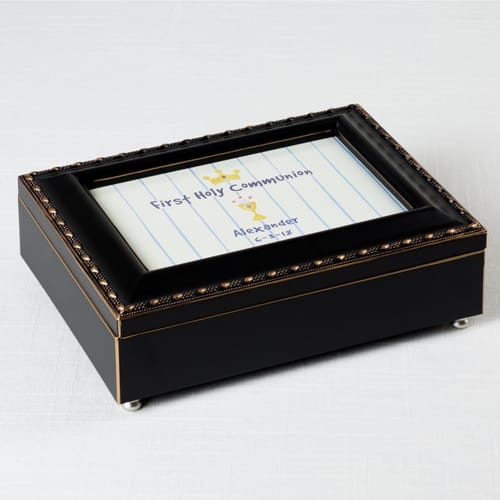 Personalized First Communion Boy's Watercolor Music Box