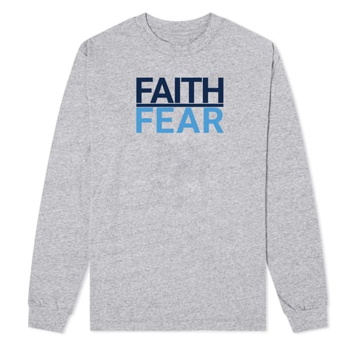 Faith Over Fear Grey Long Sleeve T-Shirt