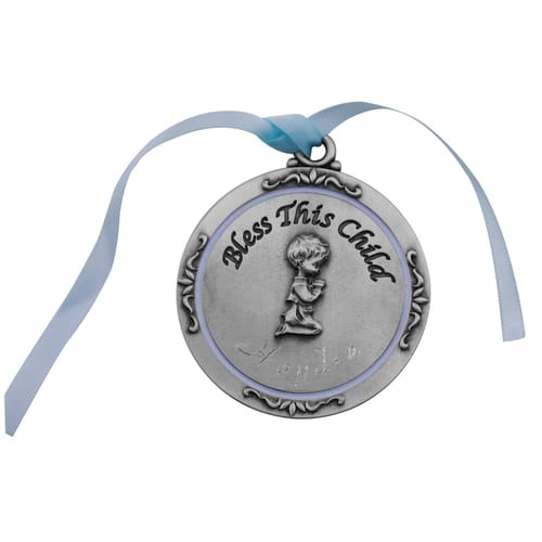 Bless This Child Engraveable Crib Medal, Boy The Catholic Company