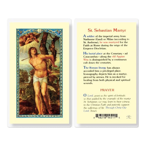 Prayer To St Sebastian Patron Of Athletes Prayer Card The