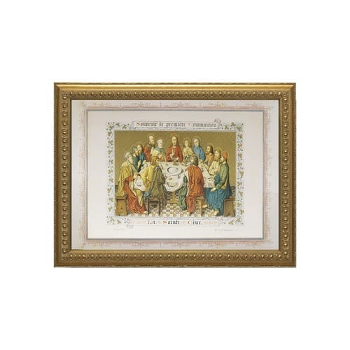 Souvenir de Premiere Communion (Print of Last Supper Tapestry) w/ Gold