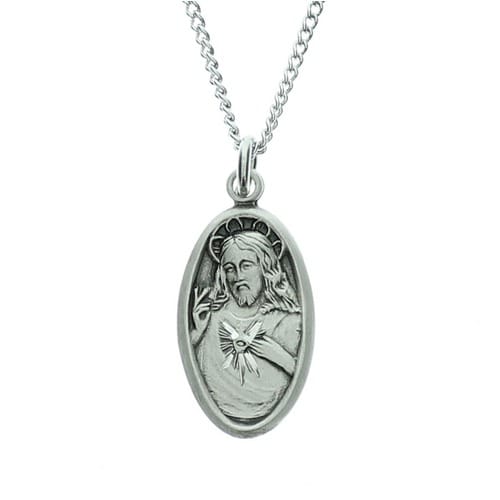 Sterling Silver Scapular Medal on 18 inch chain The Catholic Company
