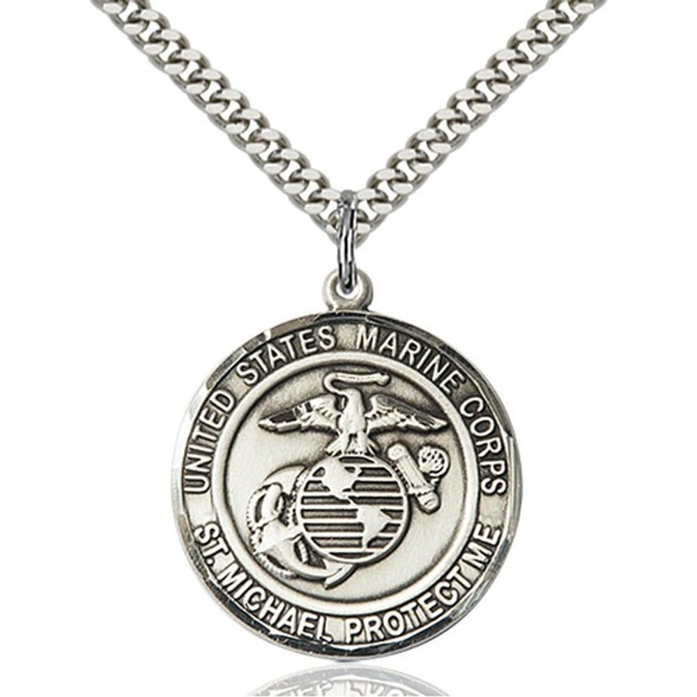 Sterling Silver Marines St Michael Pendant The Catholic Company This Item Ships Directly From The Manufacturer