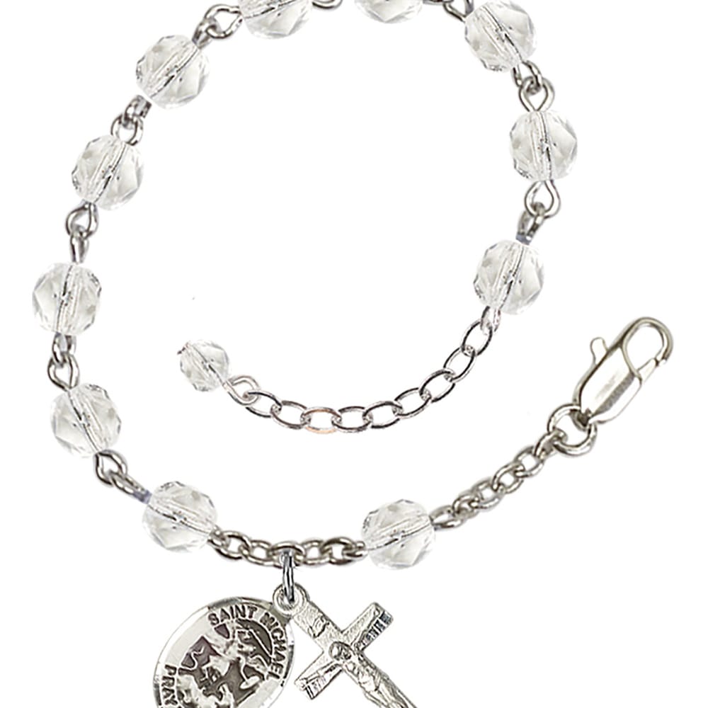 St Michael The Archangel Crystal April Rosary Bracelet 6mm St Michael The Archangel Crystal April Rosary Bracelet 6mm