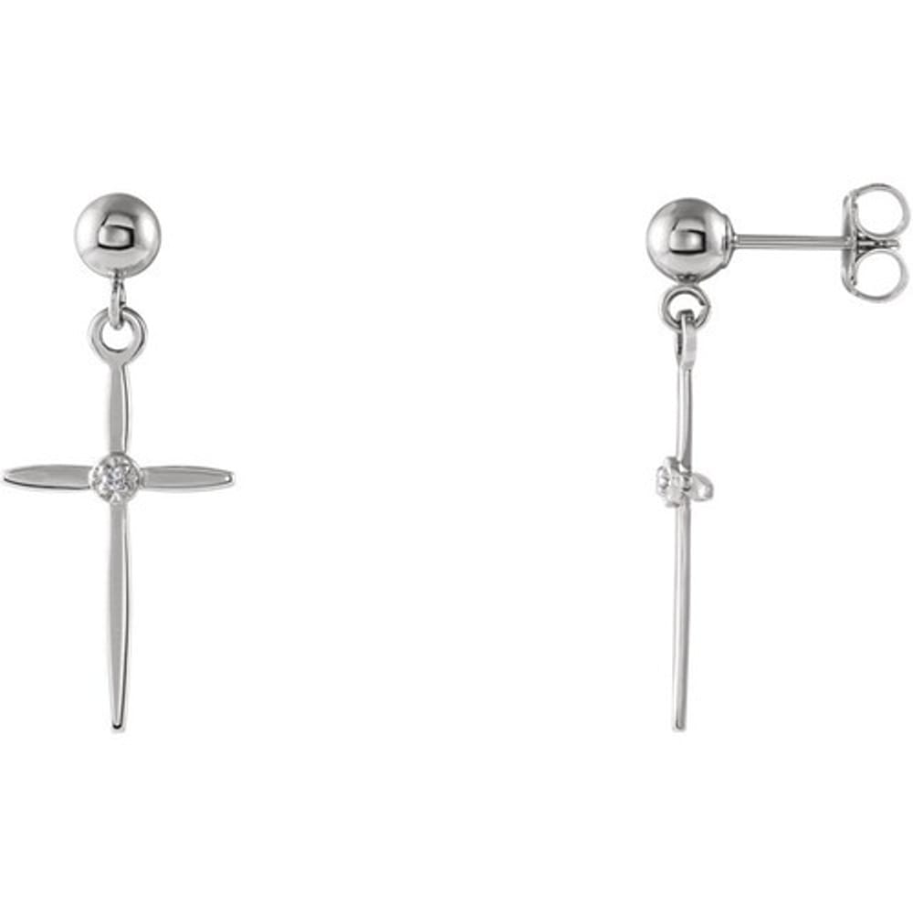 14kt White Gold Diamond Cross Earrings 14kt White Gold Diamond Cross Earrings