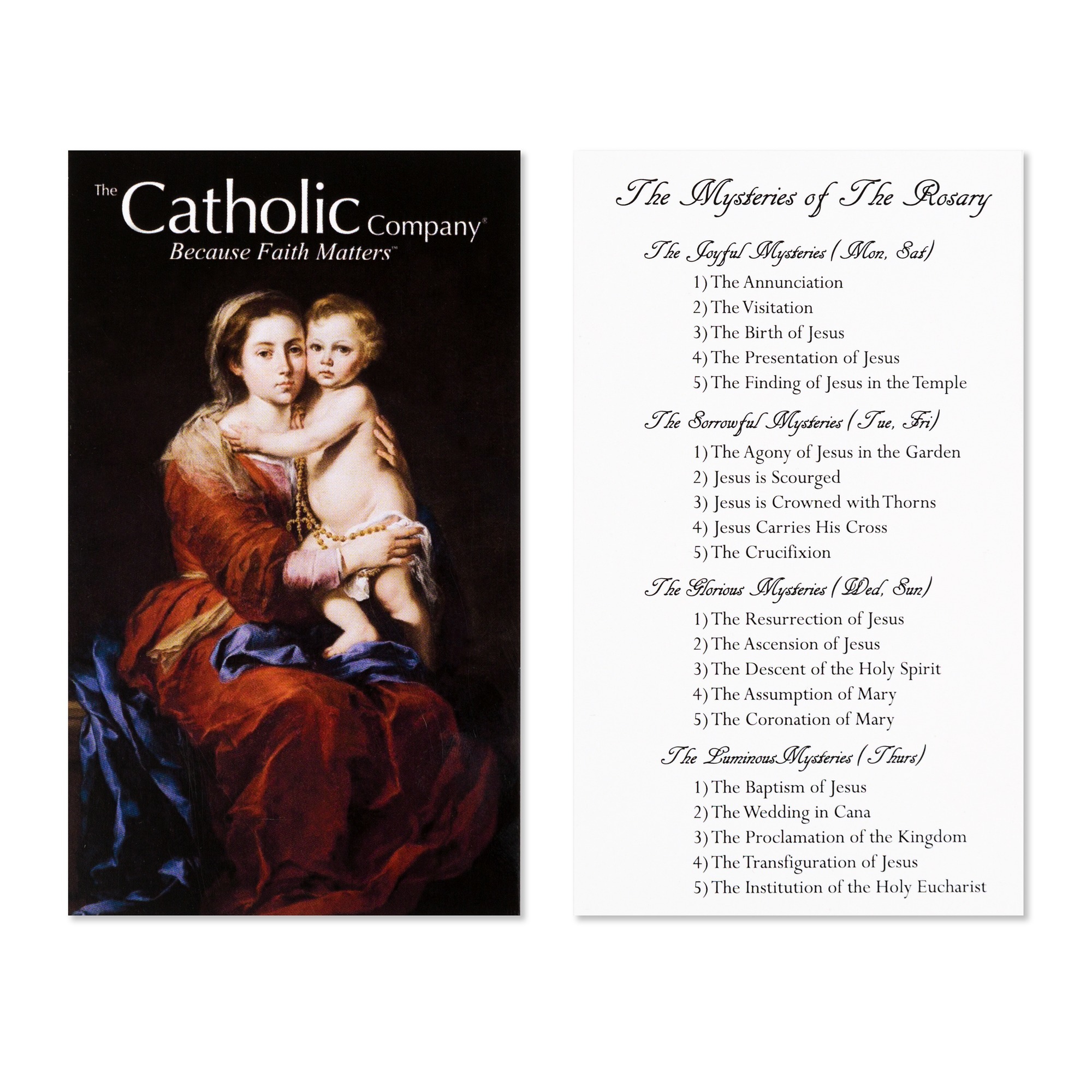 Rosary Mysteries Prayer Card