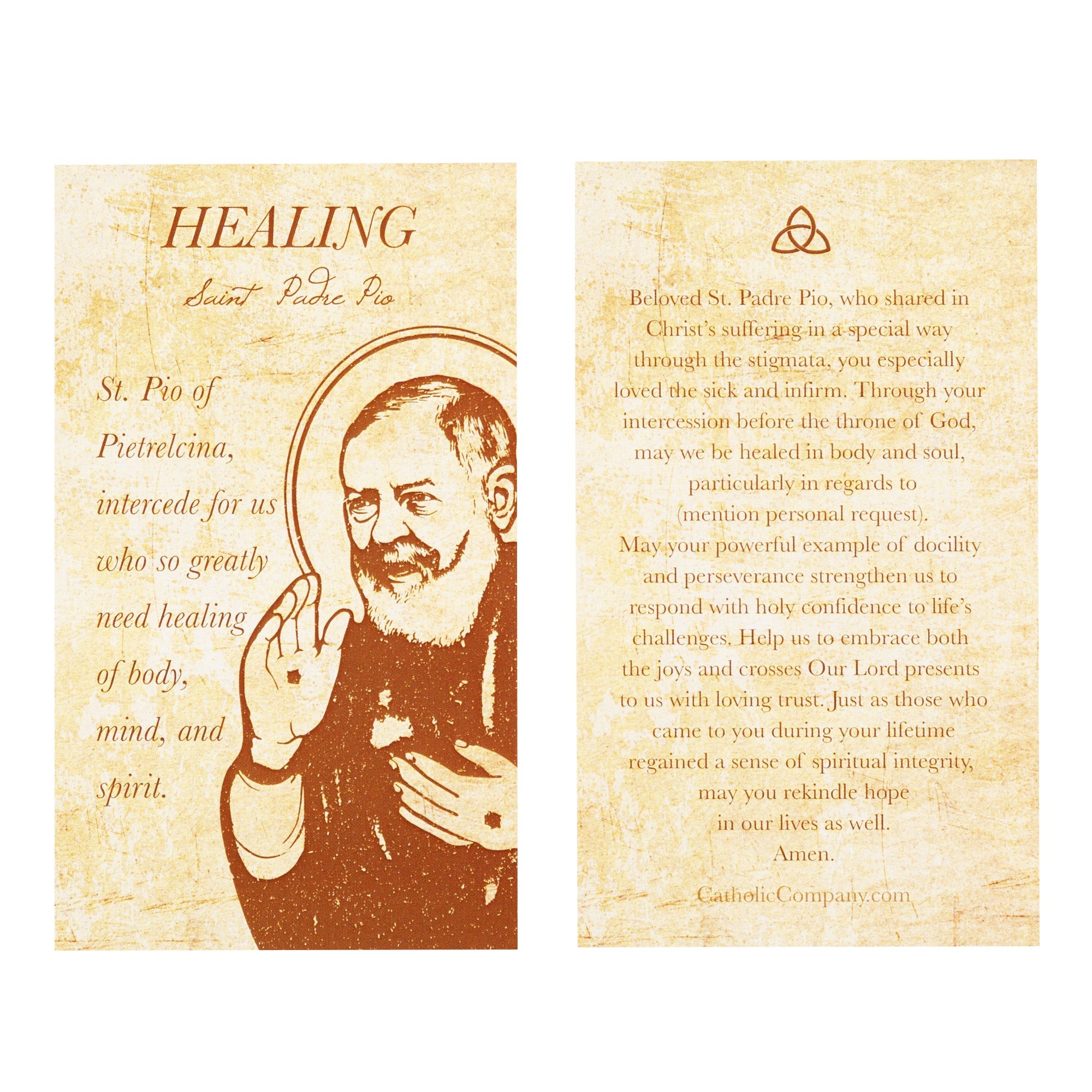 St Padre Pio Of Pietrelcina Healing Prayer Card The Catholic Company