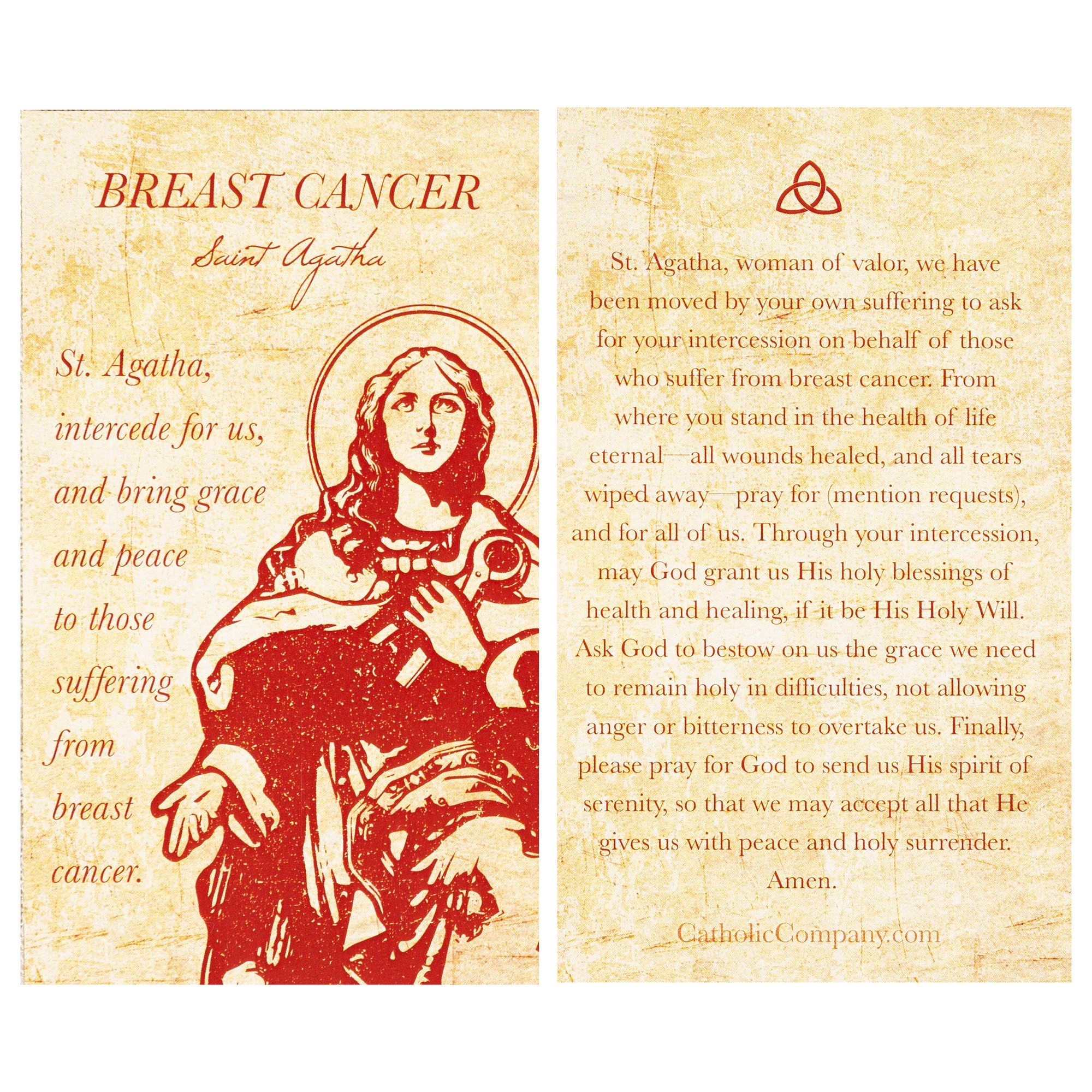 Saint Agatha Breast Cancer Prayer Card | The Catholic Company®