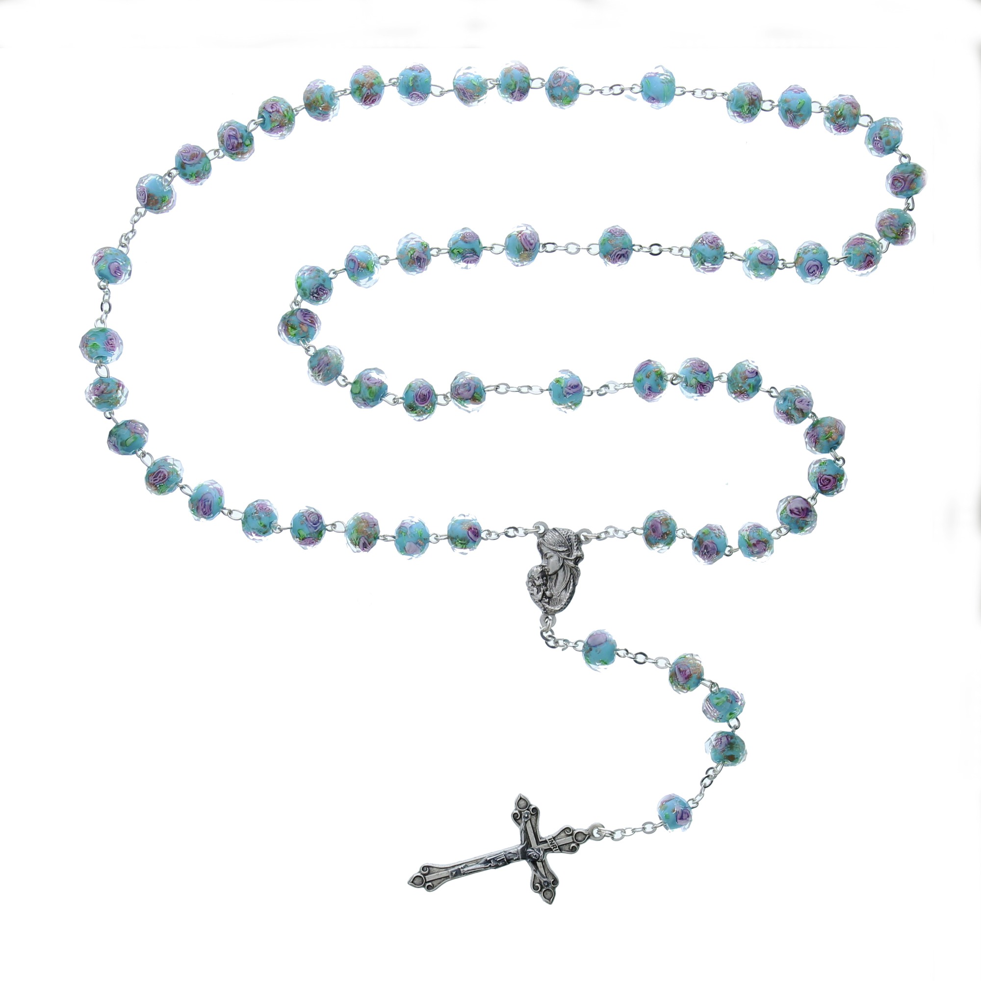 Aqua & Rose Bead Rosary | The Catholic Company®